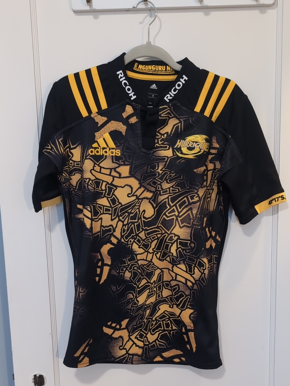 adidas Black and Gold Wellington Hurricanes Men's Rugby Jersey